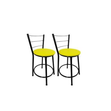 Imagem de Kit 2 Banqueta Balcão Baixa Preto Bar Gourmet Cozinha Lazer Área - For