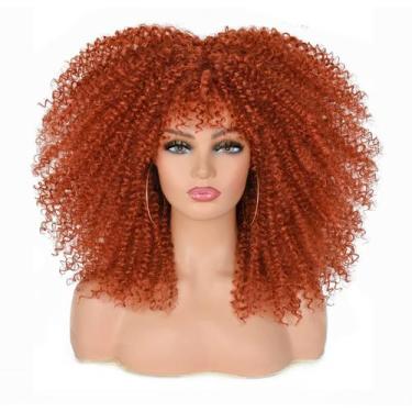 Imagem de Peruca ANNISOUL Curly 40 cm Copper Afro Bomb Curly com franja