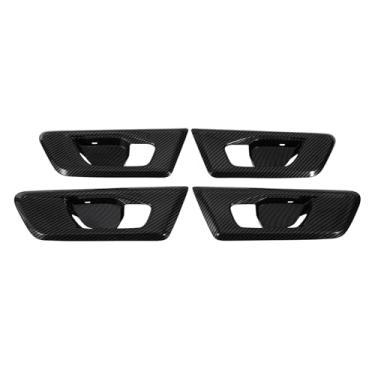 Imagem de Hihaha Acabamento da tampa da maçaneta da porta interior para Honda CR-V 2017-2022 Maçaneta interna acabamento de moldura fibra de carbono ABS preto 4 peças