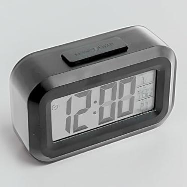 Imagem de Despertador Digital LED com Sensor de Temperatura - Relógio de Mesa com Alarme, Display Brilhante, e Termômetro Interno – Ideal para Quarto ou Escritório (Preto)