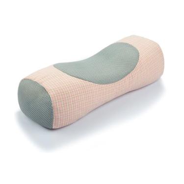 Imagem de EDMILE Travesseiro de pescoço de trigo sarraceno para dormir, travesseiro pequeno de rolo lombar de 12 cm x 38 cm para alívio da dor no pescoço, suporte para dor nas costas e almofadas xadrez