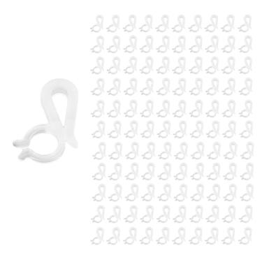 Imagem de Ganchos de cortina de plástico, brancos, 0,86 x 0,59 polegadas, pacote com 100