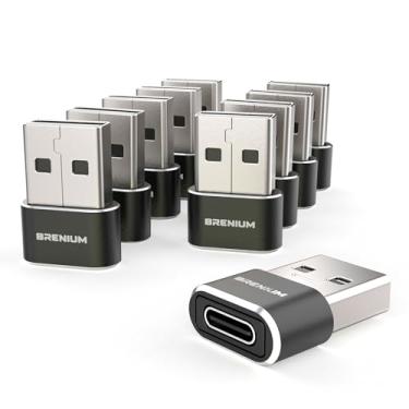 Imagem de Brenium - Adaptador USB para USB C - Carregador tipo C fêmea para macho tipo A e conversor de dados, compatível com iPhone 15, 16, Samsung Galaxy, iPad, Apple Watch (USBA para USBC)