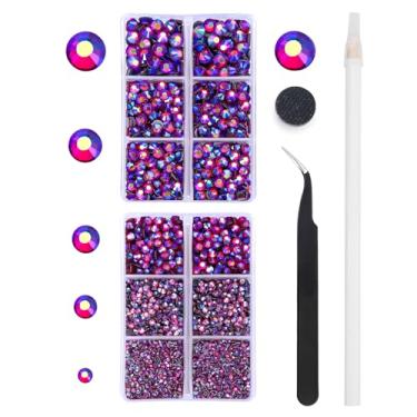 Imagem de MEIBITE 6796 peças Red Ab Hotfix strass cristal pedras de vidro para roupas de tecido, camisas, costas planas brilhantes redondas com pinças e caneta de escolha (conjunto SS6~SS30)