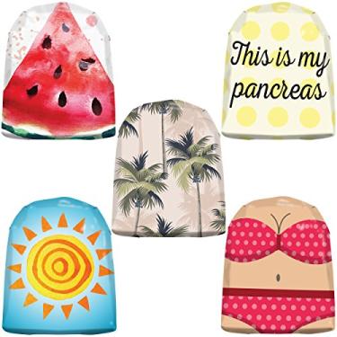 Imagem de Pacote com 20 adesivos Omnipod adesivos - adesivos acessórios para bomba de insulina Omnipod - designs divertidos de férias