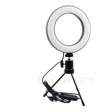 Imagem de Ring Light Iluminador De Led C/ Tripe Usb 16cm Videos E Foto 6 polegad
