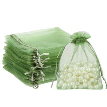 Imagem de 120 peças, pequenos sacos de cordão verde sálvia, 9,5 x 12 cm, mini malha para presente, joias, bolsa de doces para casamento, chá de panela, chá de bebê, lembrancinha de festa de aniversário
