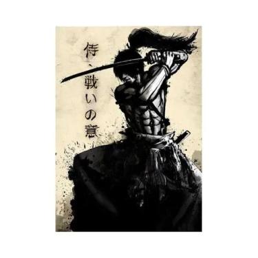 Imagem de Pôsteres De Arte De Parede De Samurai Japonês Moderno, Preto E Branco,