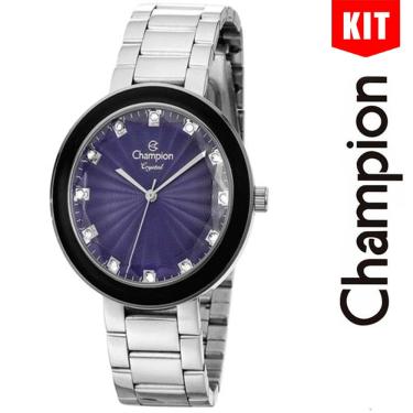 Imagem de Relógio CHAMPION feminino analógico prata azul CN29972Y