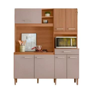 Imagem de Armário de Cozinha Compacta Nicioli Yara 160 7 Portas 1 Gaveta, IPE/FE