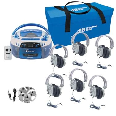 Imagem de HamiltonBuhl AudioStar Alpha - Centro de escuta de 6 estações com USB, CD, Cassette, reprodutor de rádio e conversor de CD/fita para MP3 Boombox