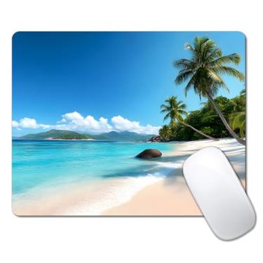 Imagem de Mouse pad de paisagem de praia estética para mesa, computador portátil pequeno mouse pad para laptop sem fio, 24 cm x 20 cm design base de borracha antiderrapante mousepad superfície lisa para casa
