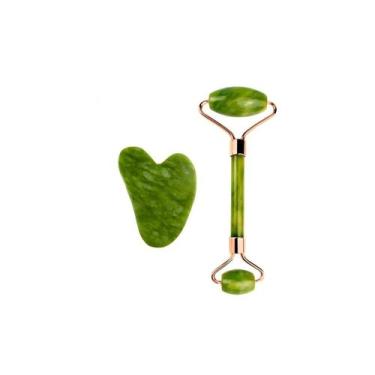 Imagem de Massagem facial linfática Jade Stone Roller Gua Sha Stone - Lightbek O