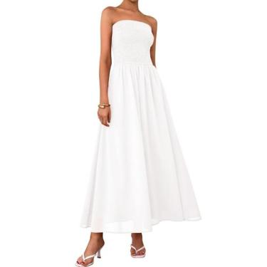 Imagem de Vestido de convidado de casamento PRETTYGARDEN Tube Top Maxi White Wom