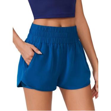 Imagem de Shorts de corrida PINSPARK 2 em 1 para mulheres Quick Dry Dark Blue XL