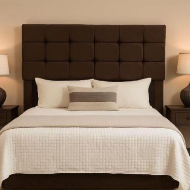 Imagem de Cabeceira Cama Box Solteiro 90 Cm Malta Em Suede Com Frame Marrom - Bl
