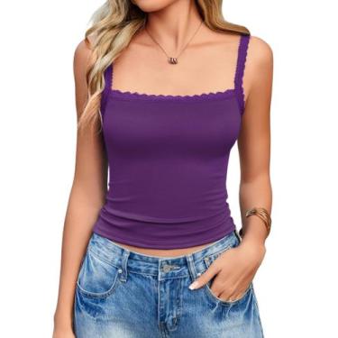 Imagem de Camisola sem mangas Avidlove de renda feminina roxa