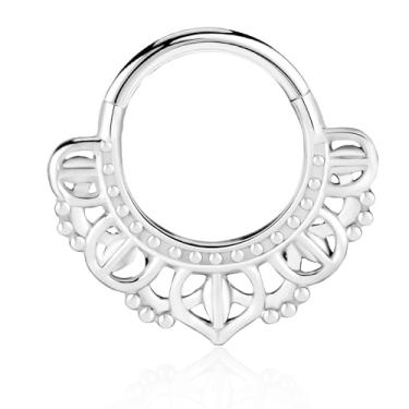 Imagem de Vankula Anel de septo de 16G/8 mm, hipoalergênico, segmento de nariz, brincos de cartilagem, piercing corporal, para DaithTragus Rook, homens e mulheres, 1.2mm(16G)*8mm, Metal, Sem Pedra Preciosa