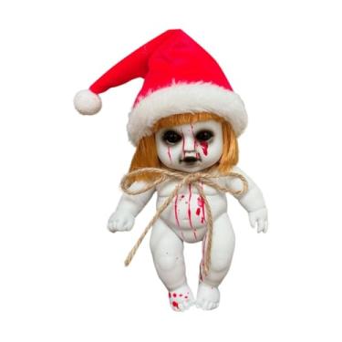 Imagem de menolana Adereços assustadores, boneca assombrada pendurada, decoração de terror, brinquedo de terror, adereço de Halloween, boneca de bebê, bonecas, Menina Santa Pequena