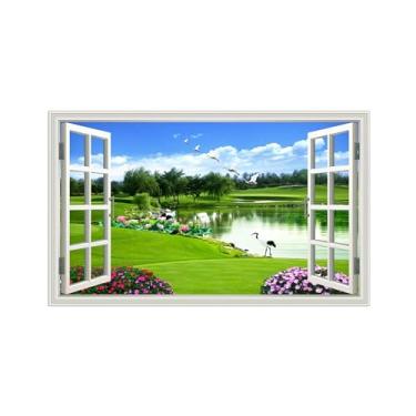 Imagem de Falsas Janelas Paisagens Impressões em Tela-Árvore Lago prado-Quadro Arte Moderna-Natureza Pintura Decoração Parede 30x50cm Sem Moldura