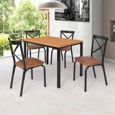 Imagem de Conjunto mesa jogo sala jantar ciplafe karina flex 4 cadeiras preto fo