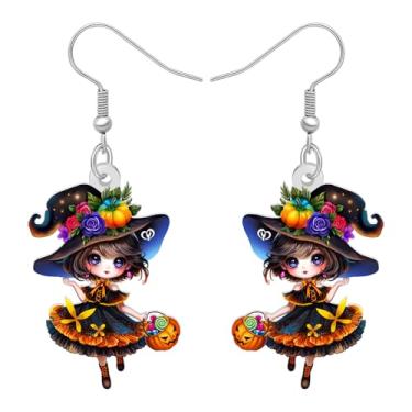 Imagem de LONYOO Brincos de boneca de bruxa assustadora de anime para mulheres, brincos pendentes de acrílico, joias góticas, presentes de bruxa de terror perverso para mulheres, acessórios de fantasia de bruxa