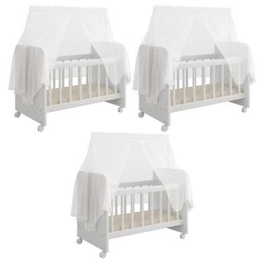 Imagem de Kit 03 Berços Para Boneca Magia Brinquedo Infantil Branco - LYAM DECOR