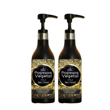 Imagem de Progressiva vegetal sem formol 500ML Cabelos Lisos de verdade kit com 