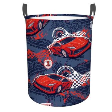 Imagem de Cesto de lavanderia vermelho, cesto de roupa suja dobrável portátil com alças, lona e forro impermeável para lavanderias, casa, organizador de brinquedos