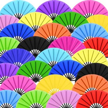 Imagem de Blulu Grandes ventiladores dobráveis para Line Dancing Botas de 33 cm no chão para dança em linha para mulheres e homens (cor clássica, 30 peças)