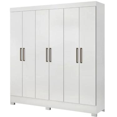 Imagem de Guarda Roupa Pratico Casal 6 Portas 3 Gavetas Demobile Cor Branco