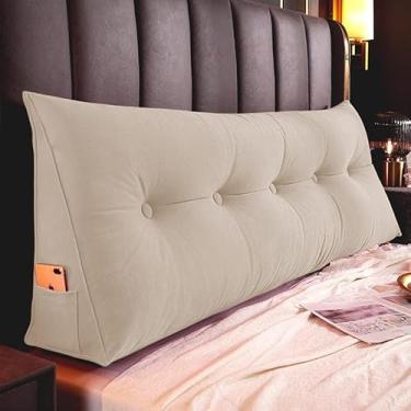 Imagem de Almofada para Cabeceira Mel Travesseiro com Encosto e Apoio para Lombar com Porta Celular, Leitura, Descanso(Marrom,1,95)