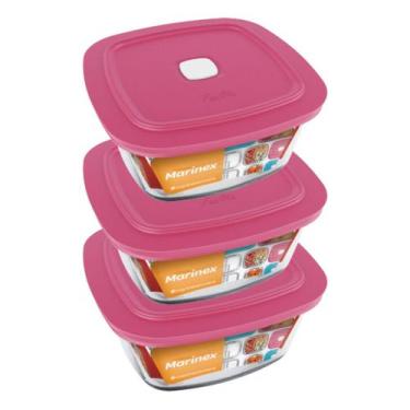 Imagem de Kit com 3 Pote de Vidro com Tampa Quadrado 500ML Marinex - NADIR FIGUE