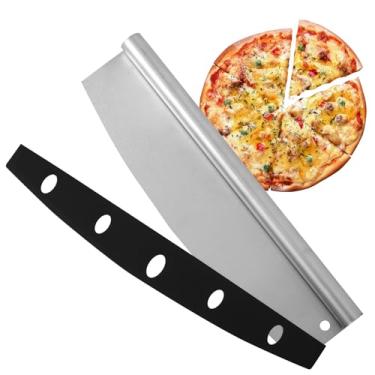 Imagem de Cortador de pizza de aço inoxidável com bainha de plástico, cortador afiado, acessório de pizza de qualidade para cortar porções perfeitas para massa, bolos, pizzas - 35,5 cm