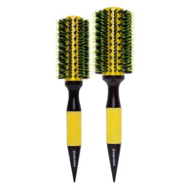 Imagem de Kit 2 Escova Marco Boni Térmica Em Cerâmica Cabelo Salão Profissional Com Cerdas Duplas De Javali M GG