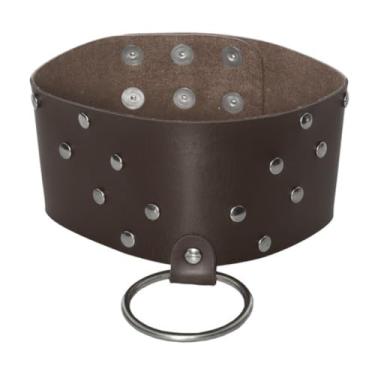 Imagem de Coleira Scandal Com Argola Acessório Sensual em Montana com Arrebites e Reguladores Niquelados DX1717 (CAFÉ)