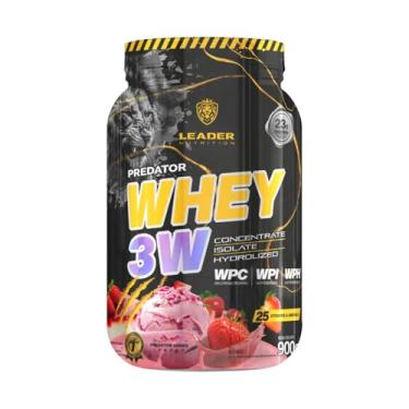 Imagem de Leader Nutrition Predator Whey 3W, Suplemento Proteico em Pó, Morango, 23g Proteína por Porção, 900g, 30 Doses, Com 25 Vitaminas e Minerais