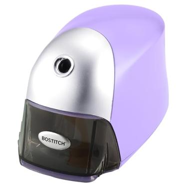 Imagem de Bostitch Office QuietSharp Apontador de lápis elétrico executivo resistente para afiação 65% mais rápida e vida útil do cortador 6x mais longa - compatível com lápis de cor, roxo