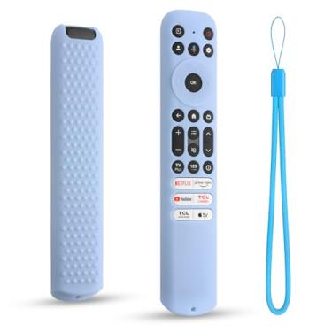Imagem de DUOLAXMENG Capa de controle remoto de silicone para TCL RC813 FMB1, RC923 FMB3, RC902V FMR1 2023, compatível com o mesmo estilo Google TV e controle remoto Roku Smart TV (azul brilhante)