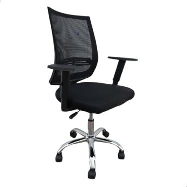 Imagem de Cadeira Telada Base Cromada Ergonômica Giratória Para Escritório, com Braços Ajustáveis,com Apoio Lombar, Suporta até 120kg