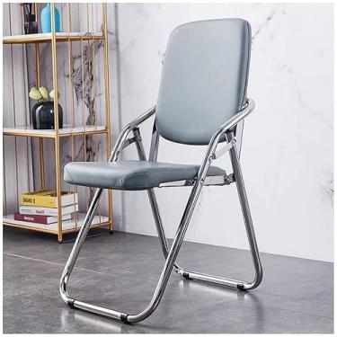 Imagem de NEWCES Cadeira dobrável cadeira dobrável estofada couro PU assento de jantar acolchoado portátil para casa quarto hotel café quarto menina cadeira de evento forte e resistente (cor: A, tamanho: 32 polegadas)