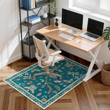 Imagem de Anidaroel Tapete de cadeira de escritório de 91 x 122 cm para piso de madeira, tapete antiderrapante para cadeiras de escritório, tapetes de escritório com estampa de insetos para cadeiras de rodinhas