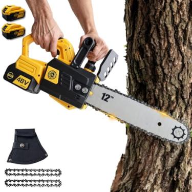 Imagem de Moto Serra Portátil 2x Baterias Elétrica 48V Bivolt 3000W Sem Fio para Corte de Madeira, Jardinagem e Construção - Ideal para Profissionais e Uso Intensivo, Desempenho Robusto e Durável