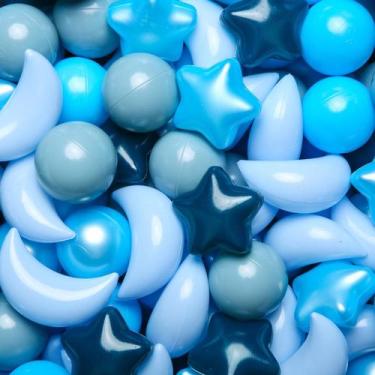 Imagem de Ball Pit Balls GOGOSO Stars Moon Shapes Plastic 100 unidades azuis