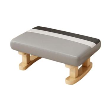 Imagem de YWJLQH Pequeno pufe, assento de madeira, cadeira, apoio para os pés antiderrapante, pufe para escritório, sofá, entrada, cabeceira, sala de jogos, Cinza
