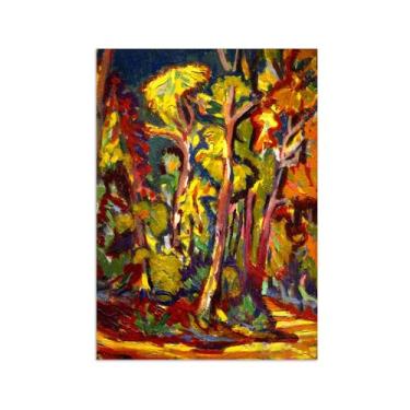 Imagem de Paisagem Abstrata Pôster Famosas Pinturas-Reprodução em Tela-Imagem Decoração Sala de Estar(Trees in Autumn) 50x70cm-19x27in Sem Moldura