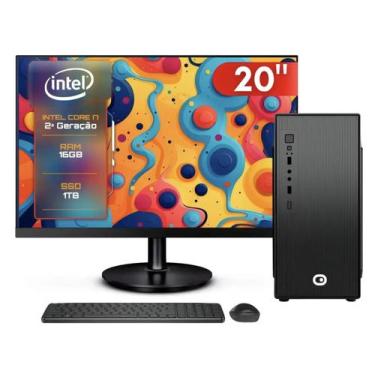 Imagem de Computador Completo Intel Core i7, 16GB RAM, SSD 1TB, Monitor 20 LED, 