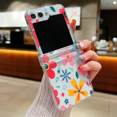 Imagem de Capa para Samsung Z Flip6 com estampa floral romântica e transparente dobrável (para Samsung Z Flip6/A631)