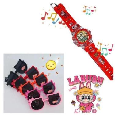 Imagem de Kit Relógio Infantil Digital Pisca Luz Led musical Personagem Stitch L