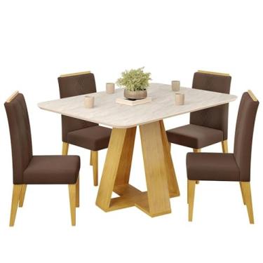 Imagem de Mesa Jantar Kiara E 4 Cadeiras Yasmin Cedro Veludo Moca Dj Moveis